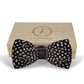 Lanzonia Wedding Feather Bowtie Handmade Polk Dot Black Bow Tie for Mens