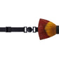 Lanzonia Feather Bow Ties for Men Handmade Red and Yellow Bowtie for Wedding Dating