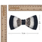 Lanzonia Men's Feather Bow Tie Handmade Black and White Bowtie for Wedding Holiday