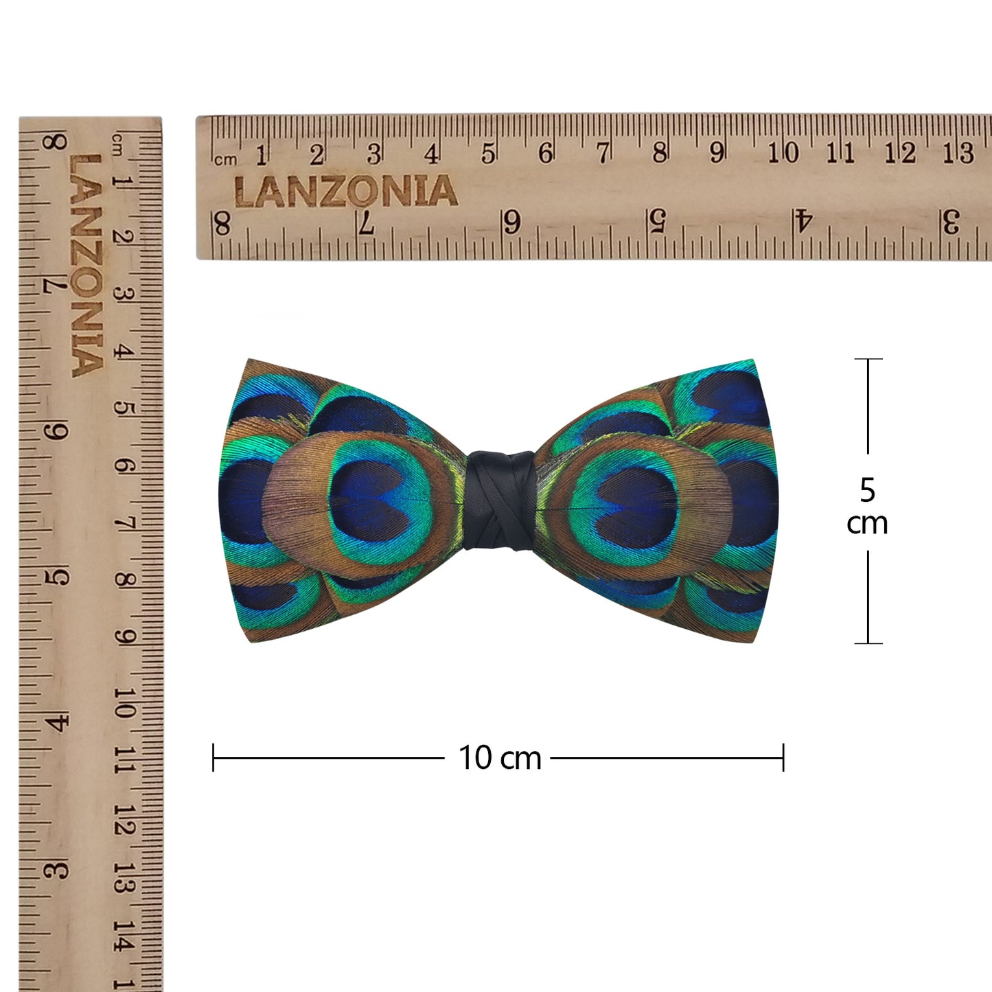 Lanzonia Boy's Peacock Feather Bow Tie Kid's Handmade Bowtie for Brithday Holiday Party