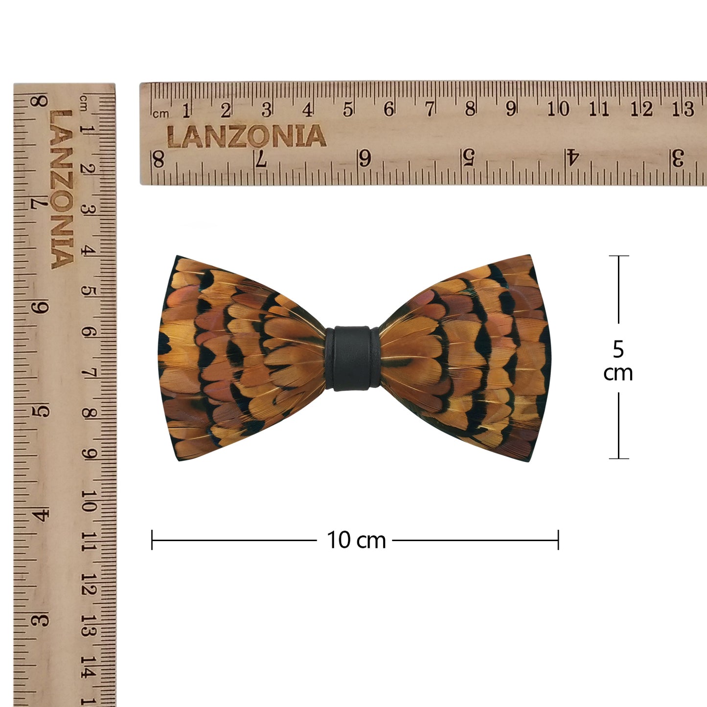 Lanzonia Boys Brown Feather Bow Tie child Handmade Bowtie for Brithday Holiday Party