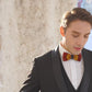 Lanzonia Feather Bow Ties for Men Handmade Red and Yellow Bowtie for Wedding Dating