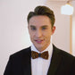 Lanzonia Feather Bowtie Handmade Wedding Brown Mens Bow Tie for Wedding